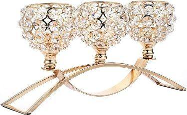 Gold Crystal Candelabra 3 Arm