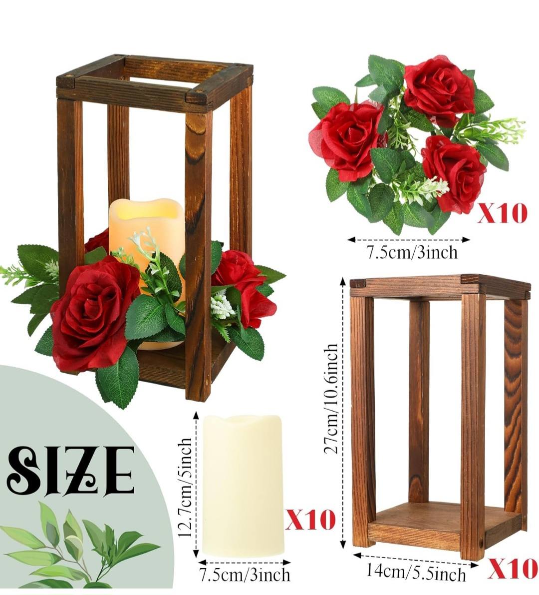 Rustic Lanterns - Set of 2 ( flowers and candles included)