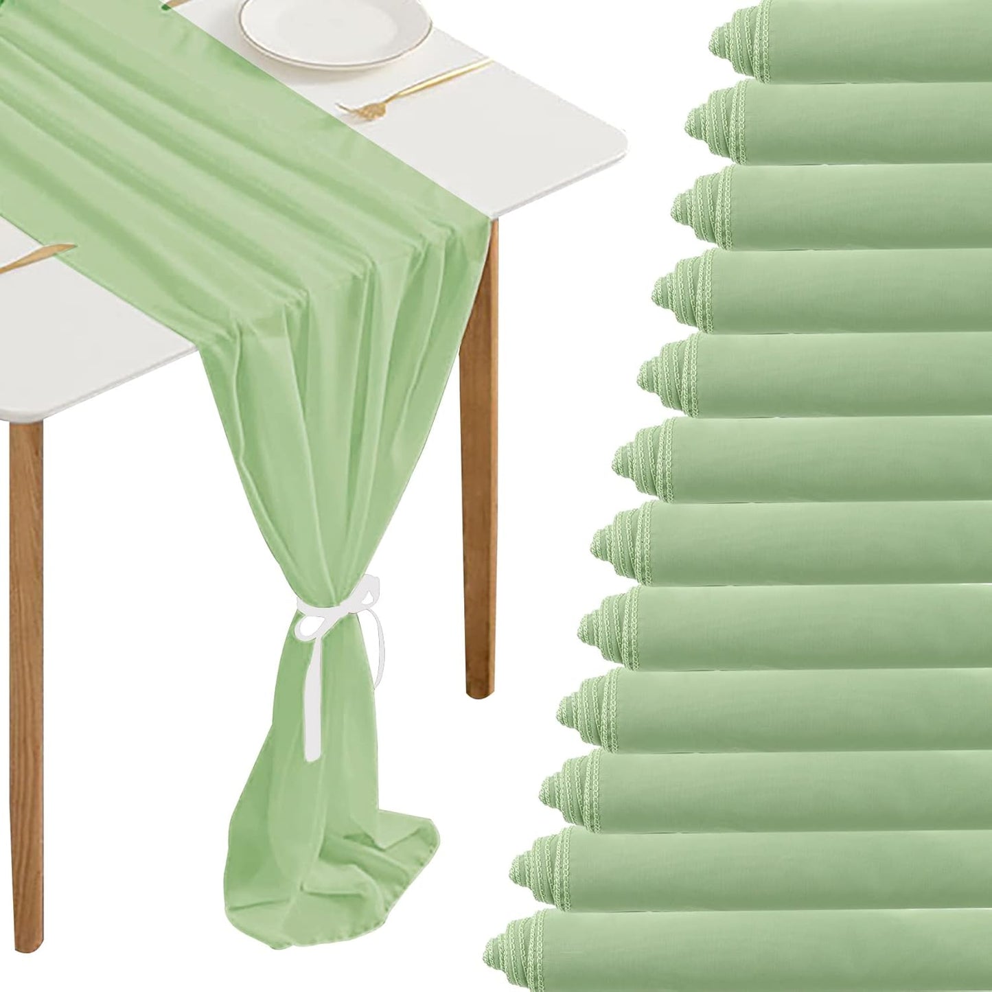12 Packs 10Ft Chiffon Table Runner