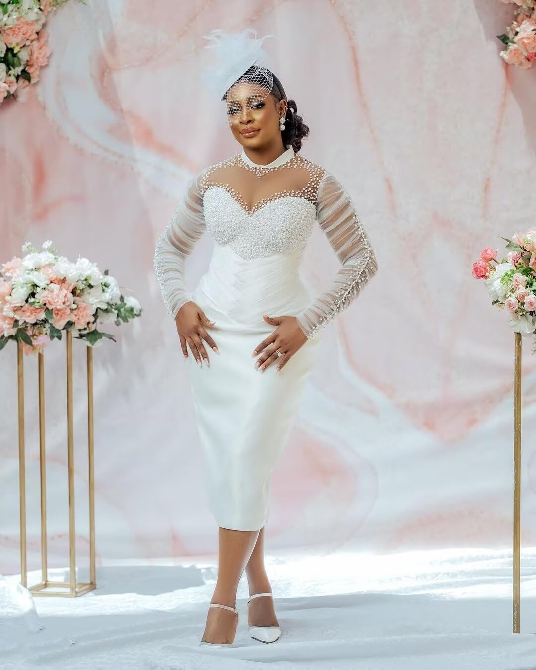 Tea Length Satin Reception Gown