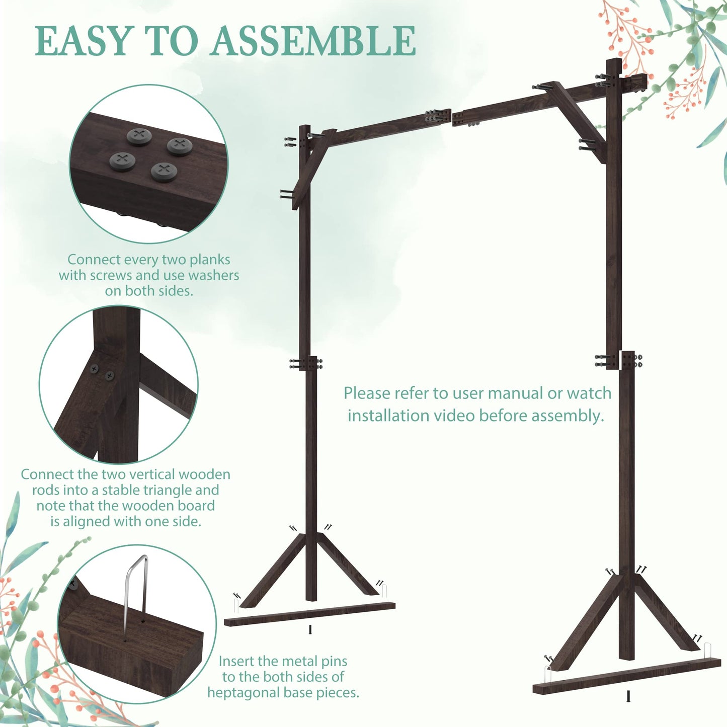 7.2FT Wooden Wedding Wood Arch