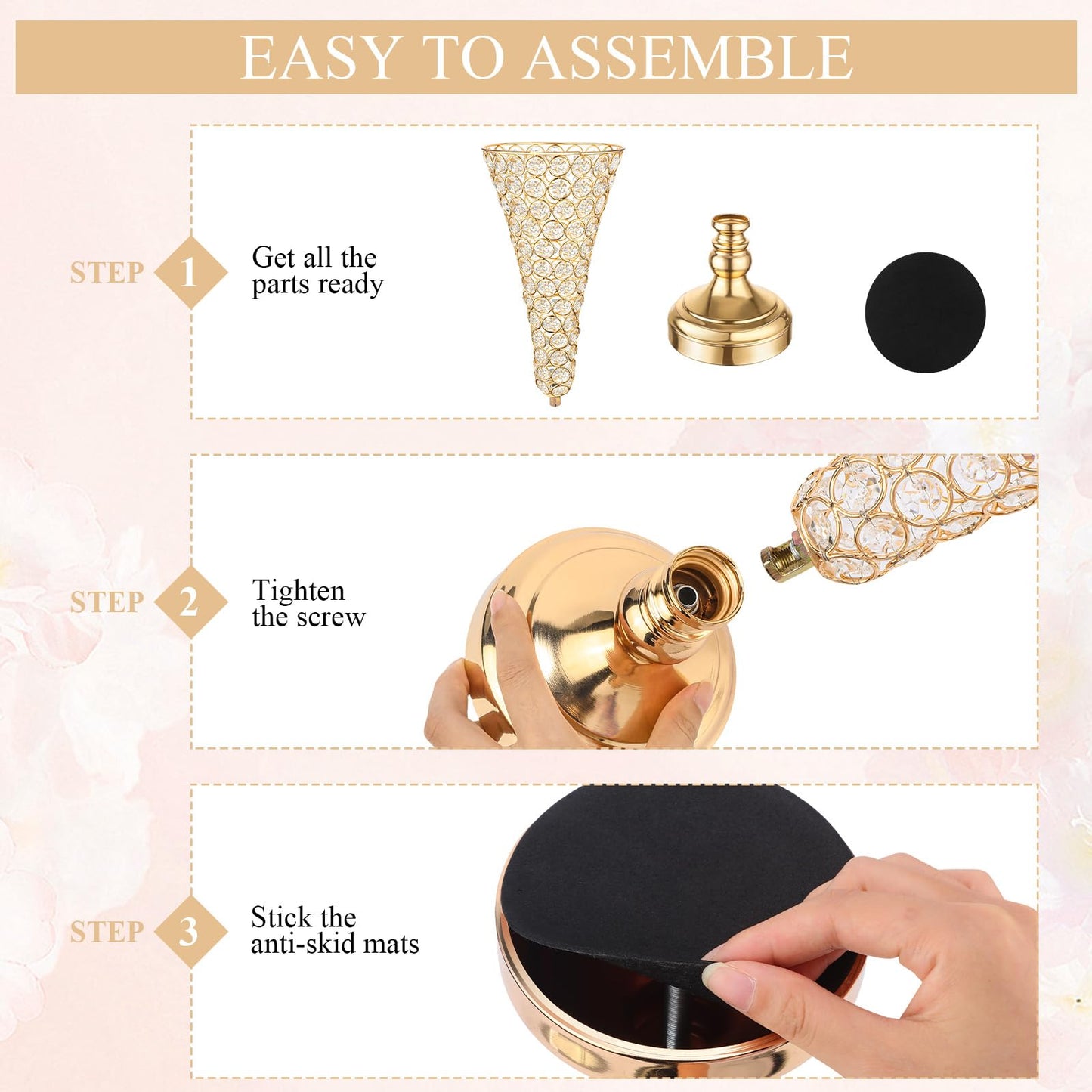 Gold Trumpet 16 Inch Crystal Vase