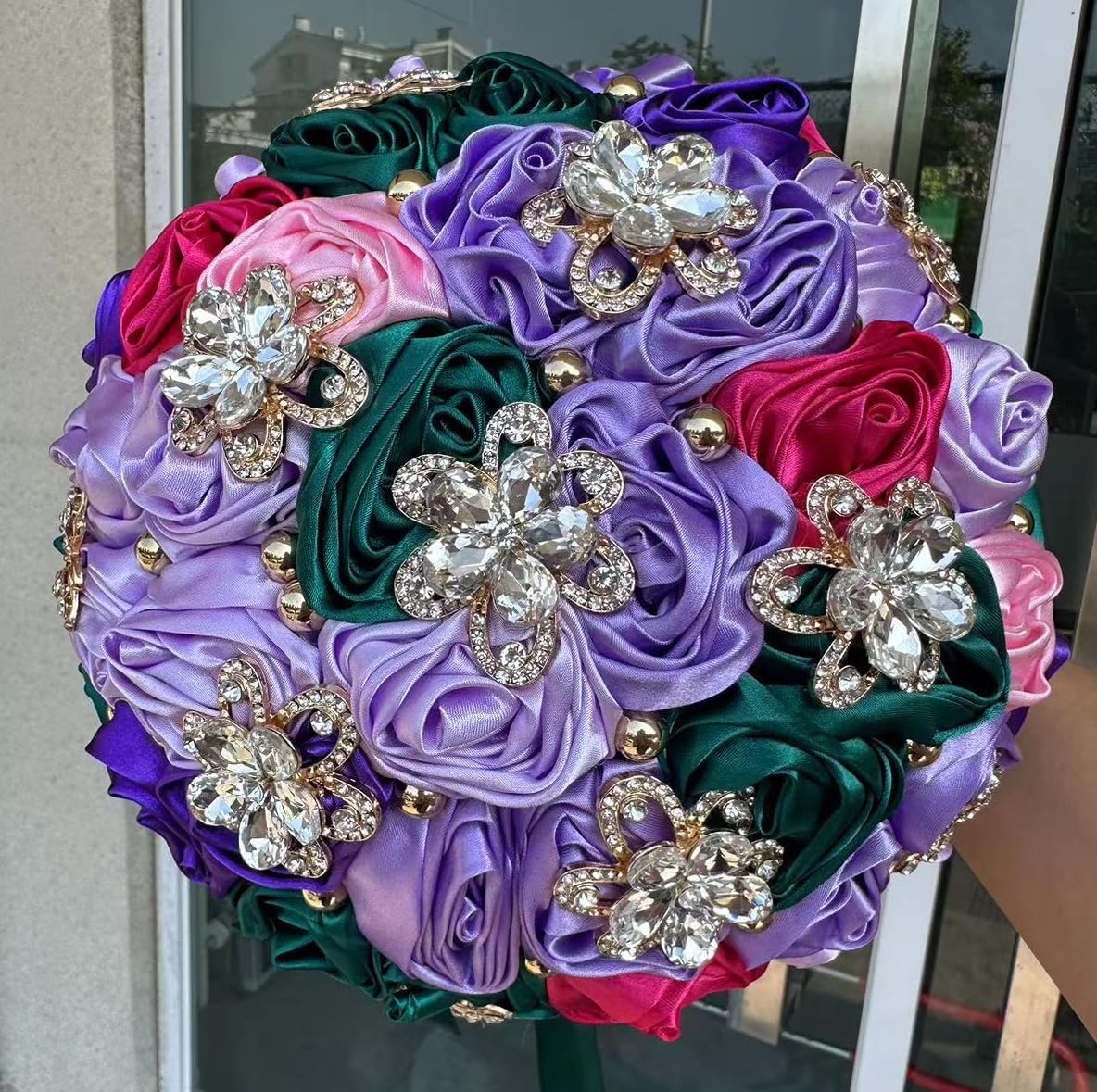You Forever 8.3" Handmade Satin Rose Bridal Bouquet