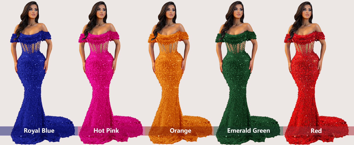 Sheath Sparkly Sequin Formal Dress