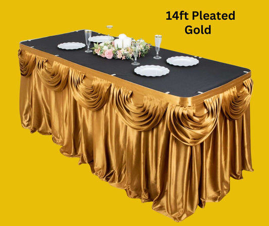 Pleated Satin Table Skirt