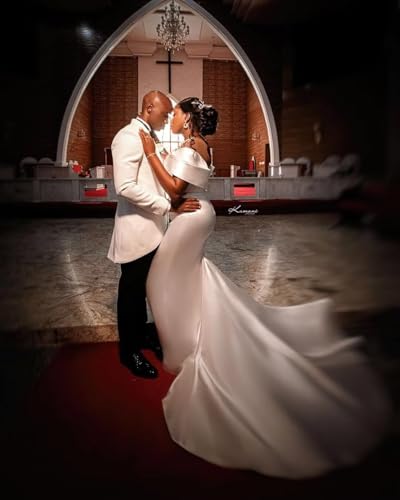 African Satin Mermaid Wedding Dress