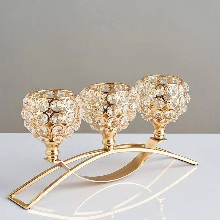 Gold Crystal Candelabra 3 Arm