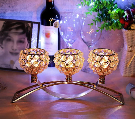Gold Crystal Candelabra 3 Arm