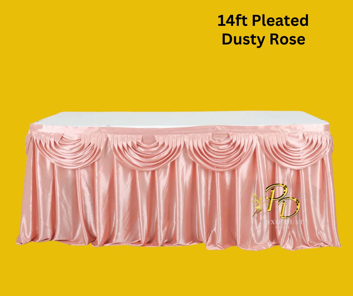 Pleated Satin Table Skirt