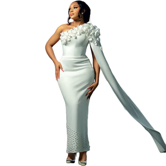 Elegant One-Shoulder Wedding Dresses with 3D Floral