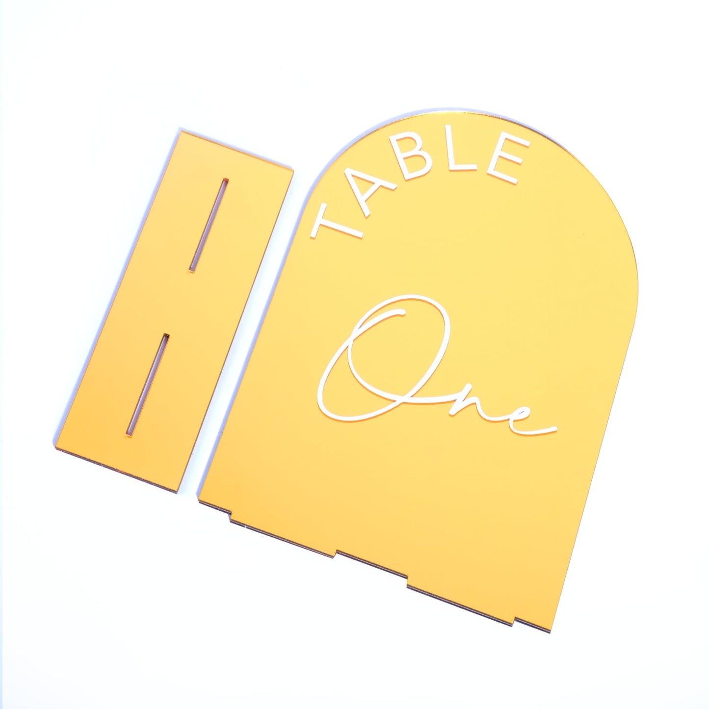 Gold Mirror Arch  Table Numbers 1-20 with Stands