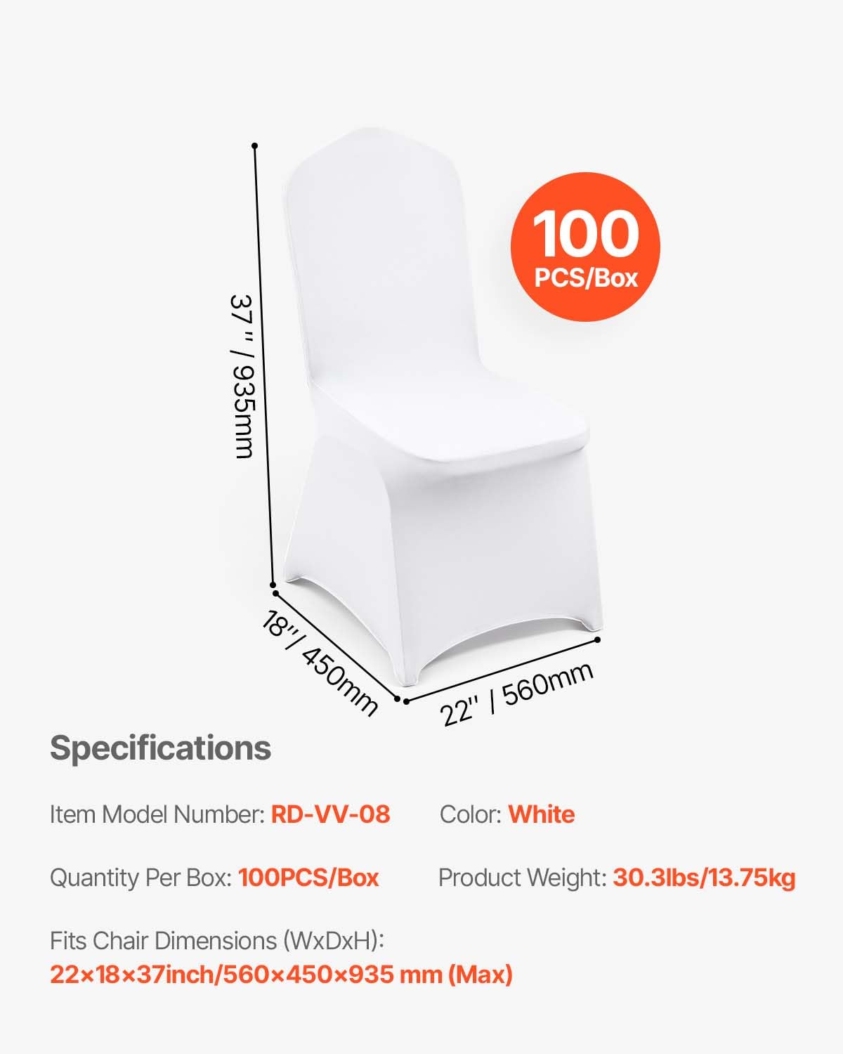 100 Pcs White Chair Covers