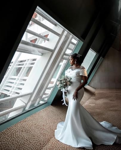 African Satin Mermaid Wedding Dress
