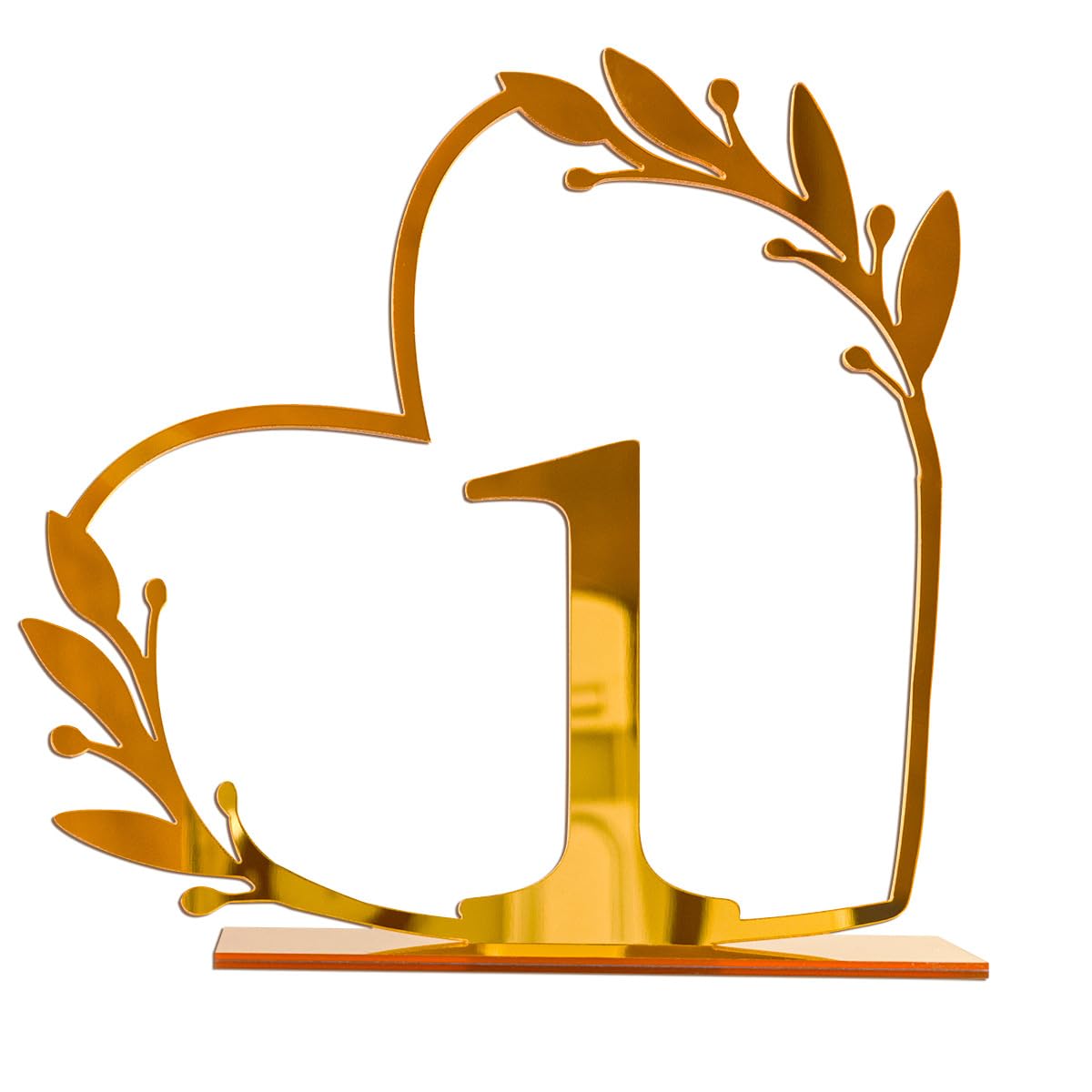 Gold Acrylic Heart-Shaped Table Numbers 1-20
