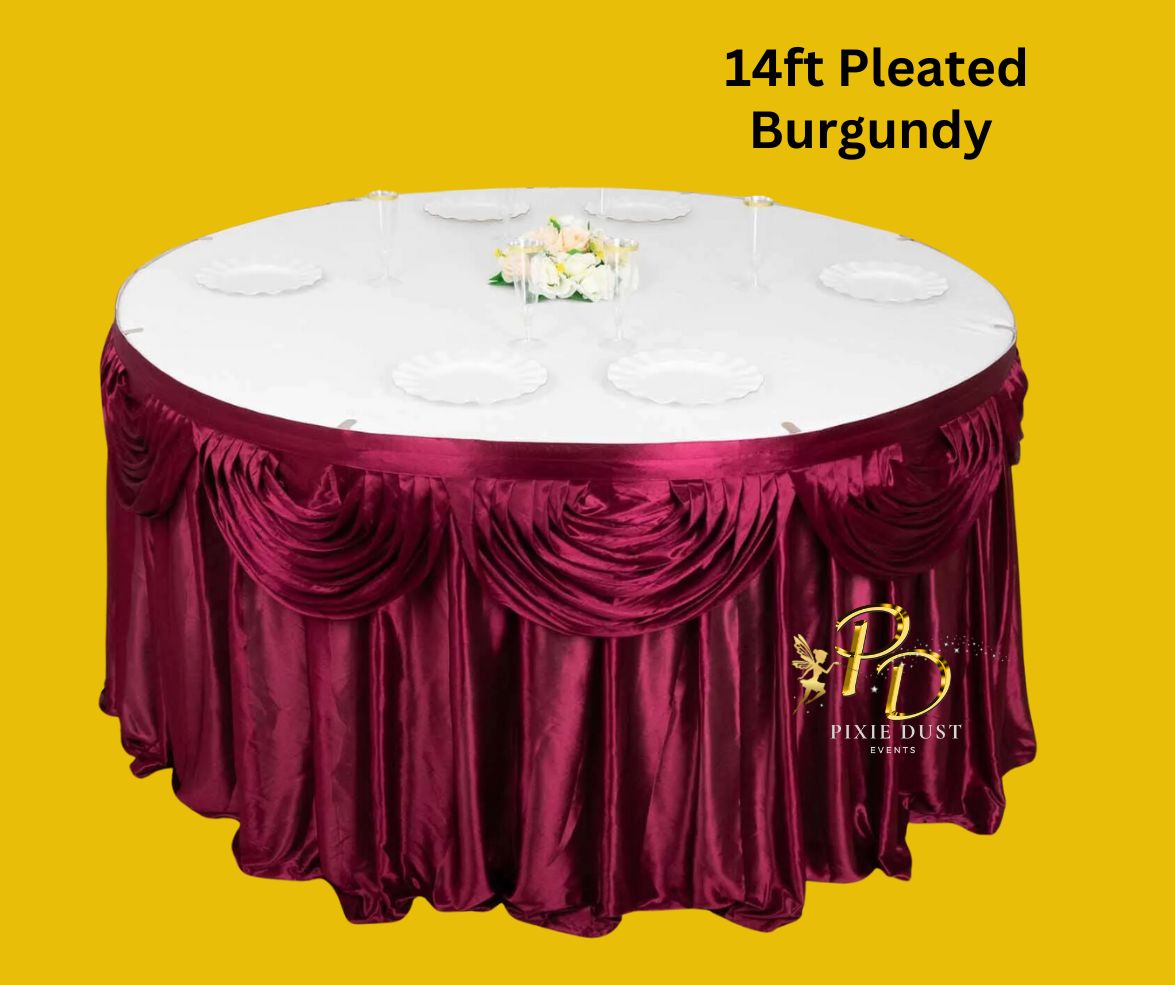 Pleated Satin Table Skirt