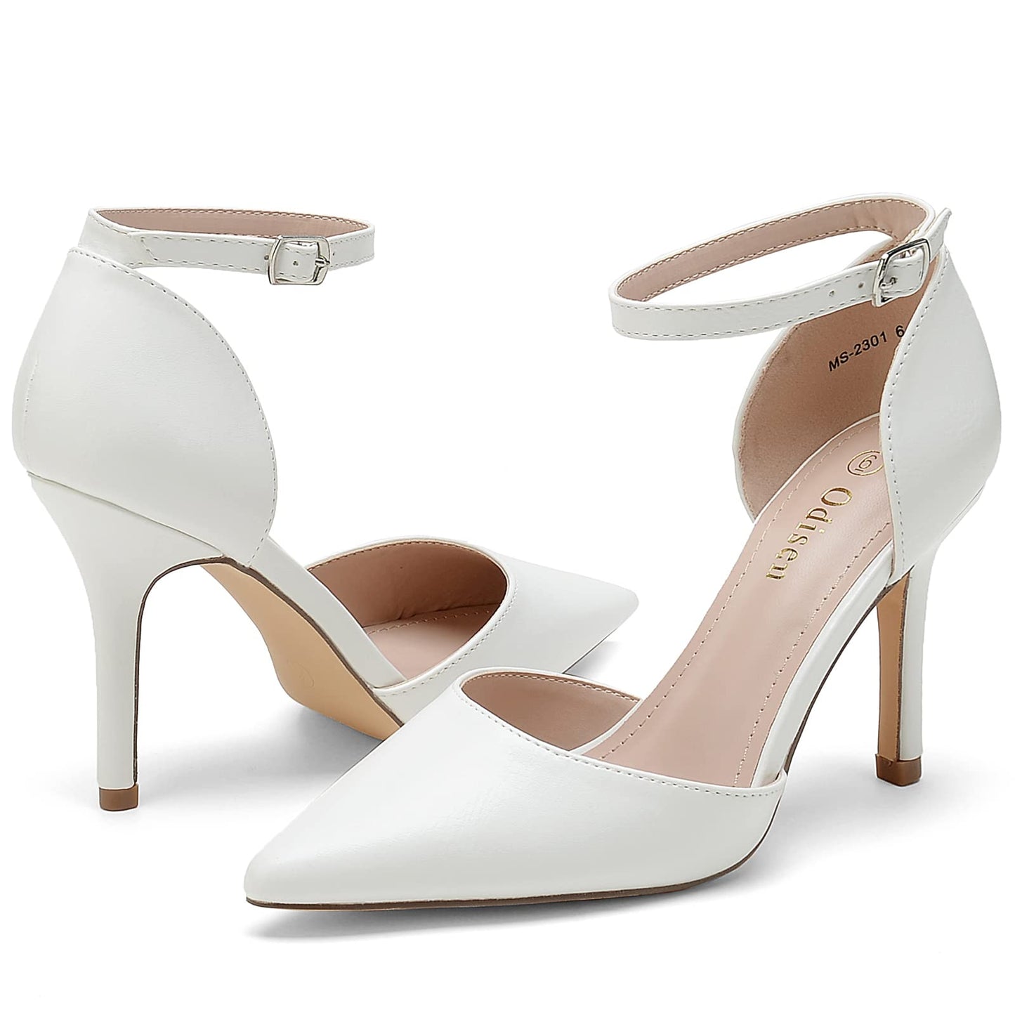 White Closed Toe Pointed  Heels