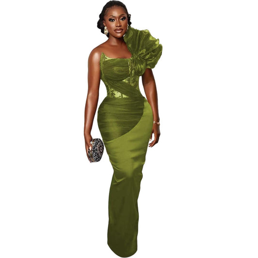 One Shoulder Straight Silhouette Dress