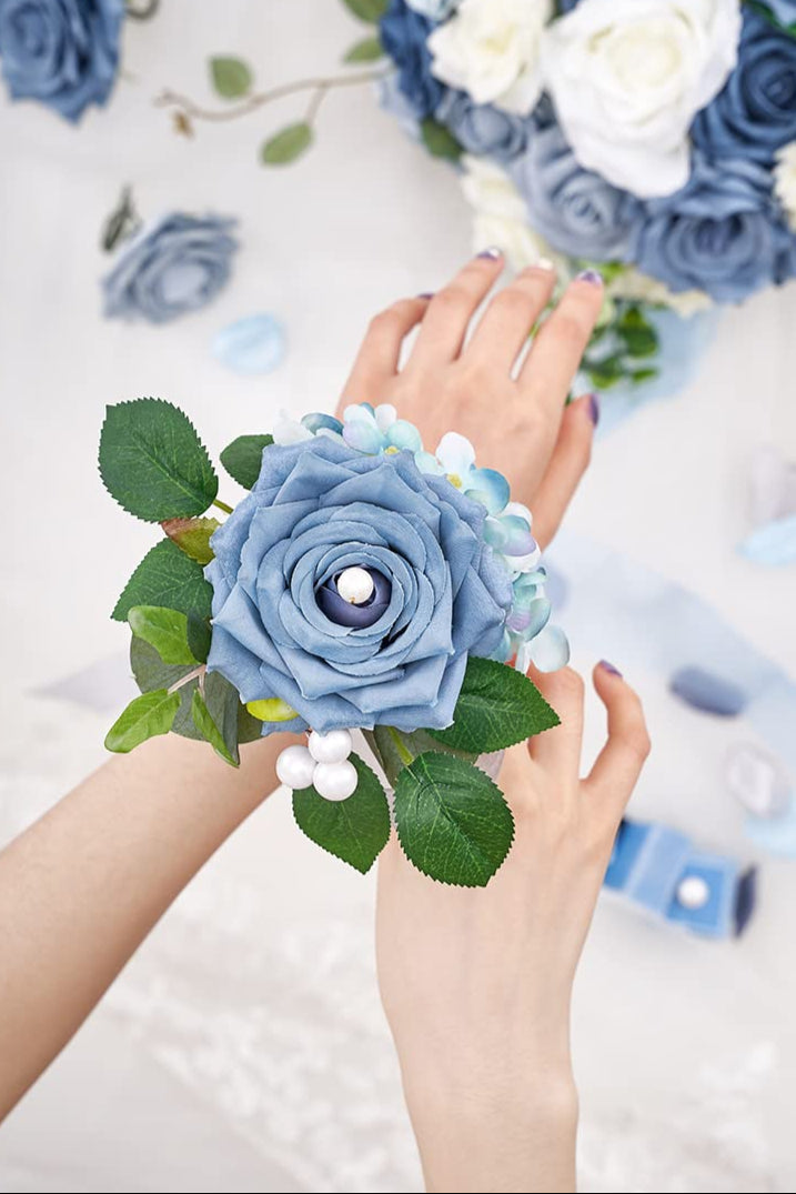Blue Fake Silk Foam Wedding Flowers (set of 3 boxes )