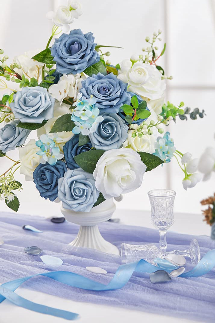 Blue Fake Silk Foam Wedding Flowers (set of 3 boxes )