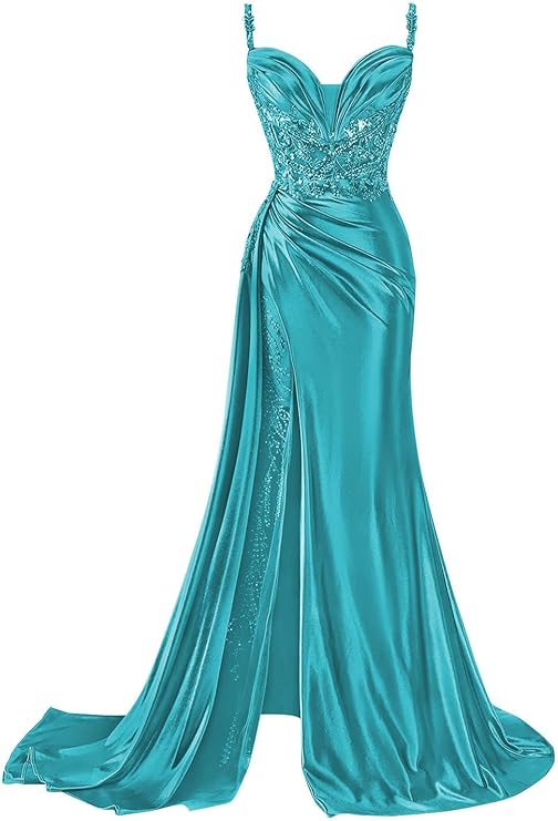 SatinEvening Gown with Slit