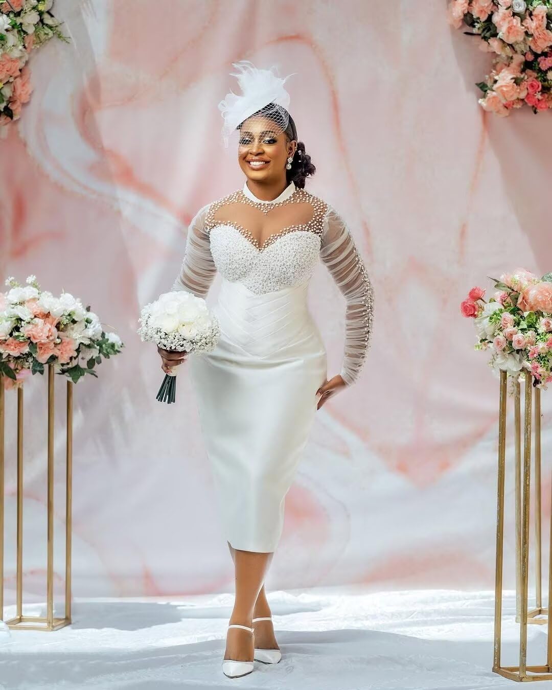 Tea Length Satin Reception Gown