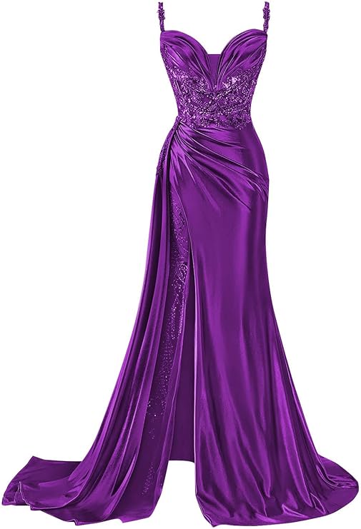 SatinEvening Gown with Slit