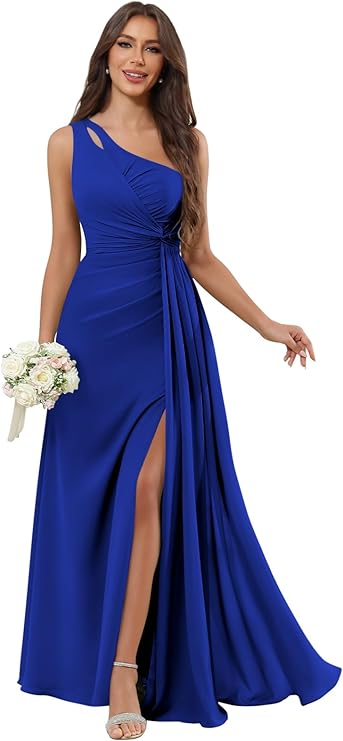 One Shoulder Chiffon Dress