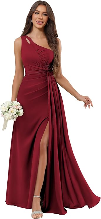 One Shoulder Chiffon Dress