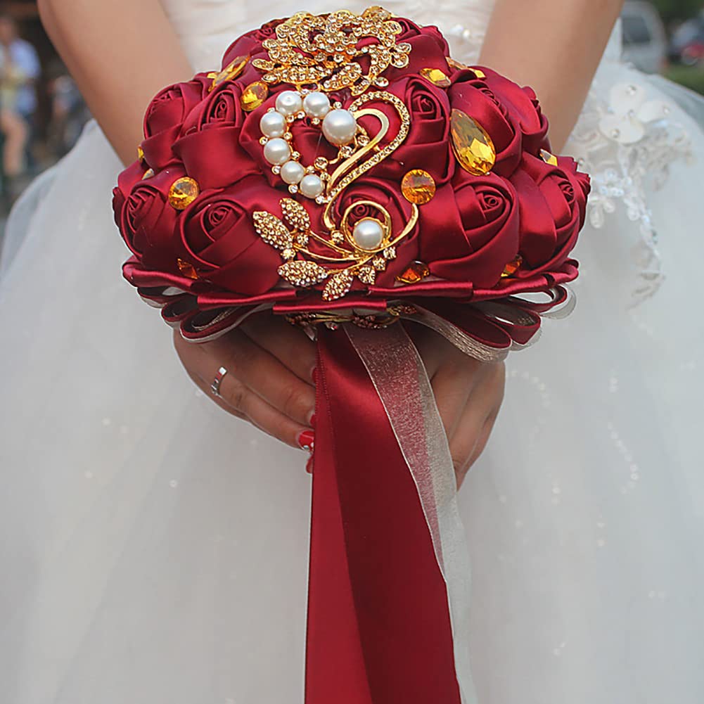 Handmade Satin Rose Bridal Bouquet