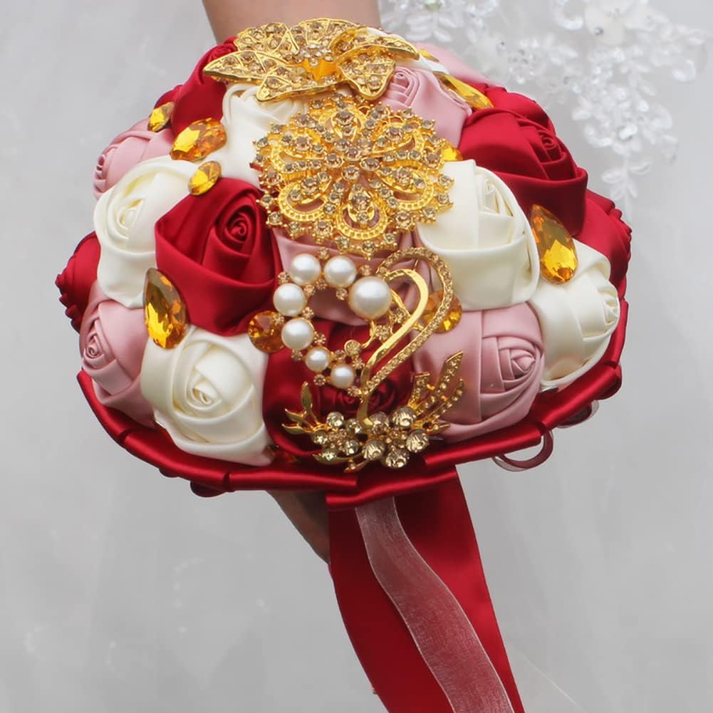 Handmade Satin Rose Bridal Bouquet