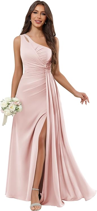 One Shoulder Chiffon Dress