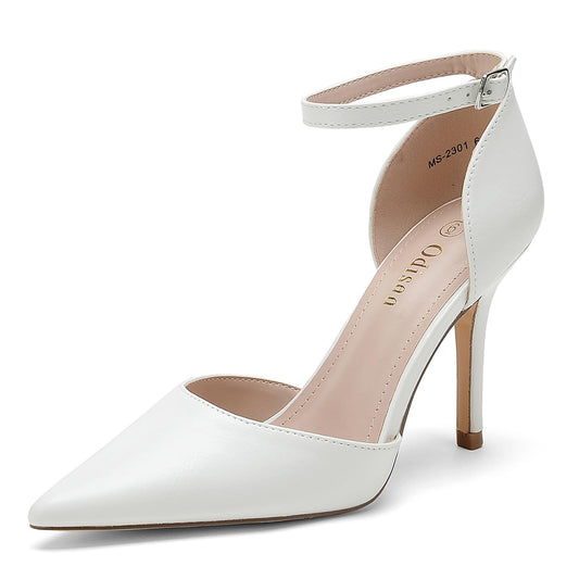 White Closed Toe Pointed  Heels