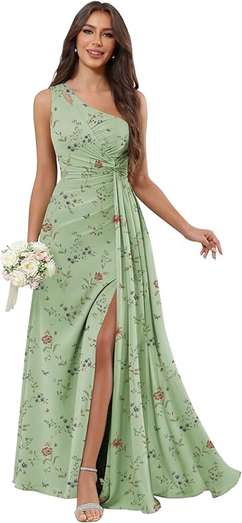 One Shoulder Chiffon Dress