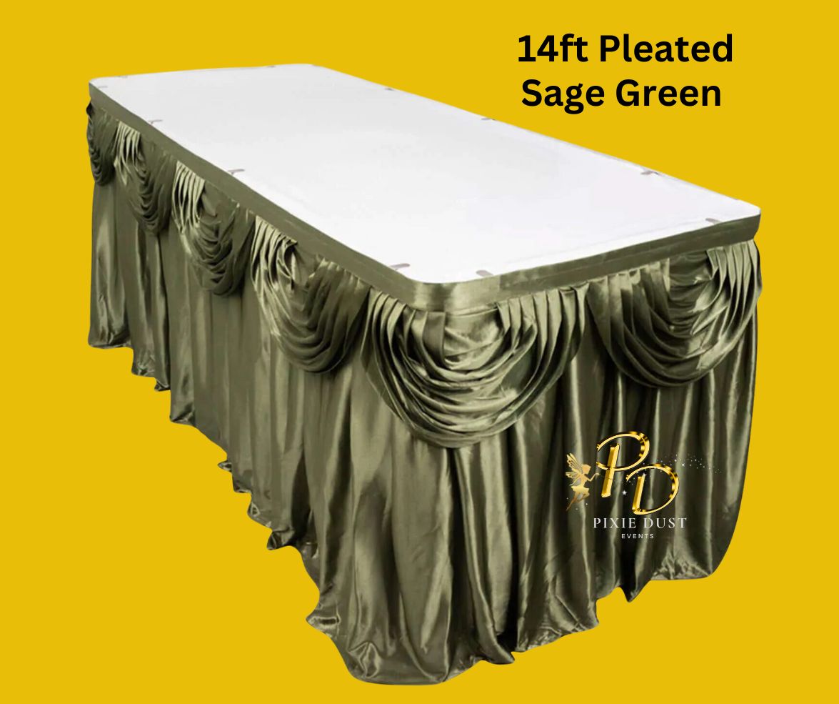 Pleated Satin Table Skirt