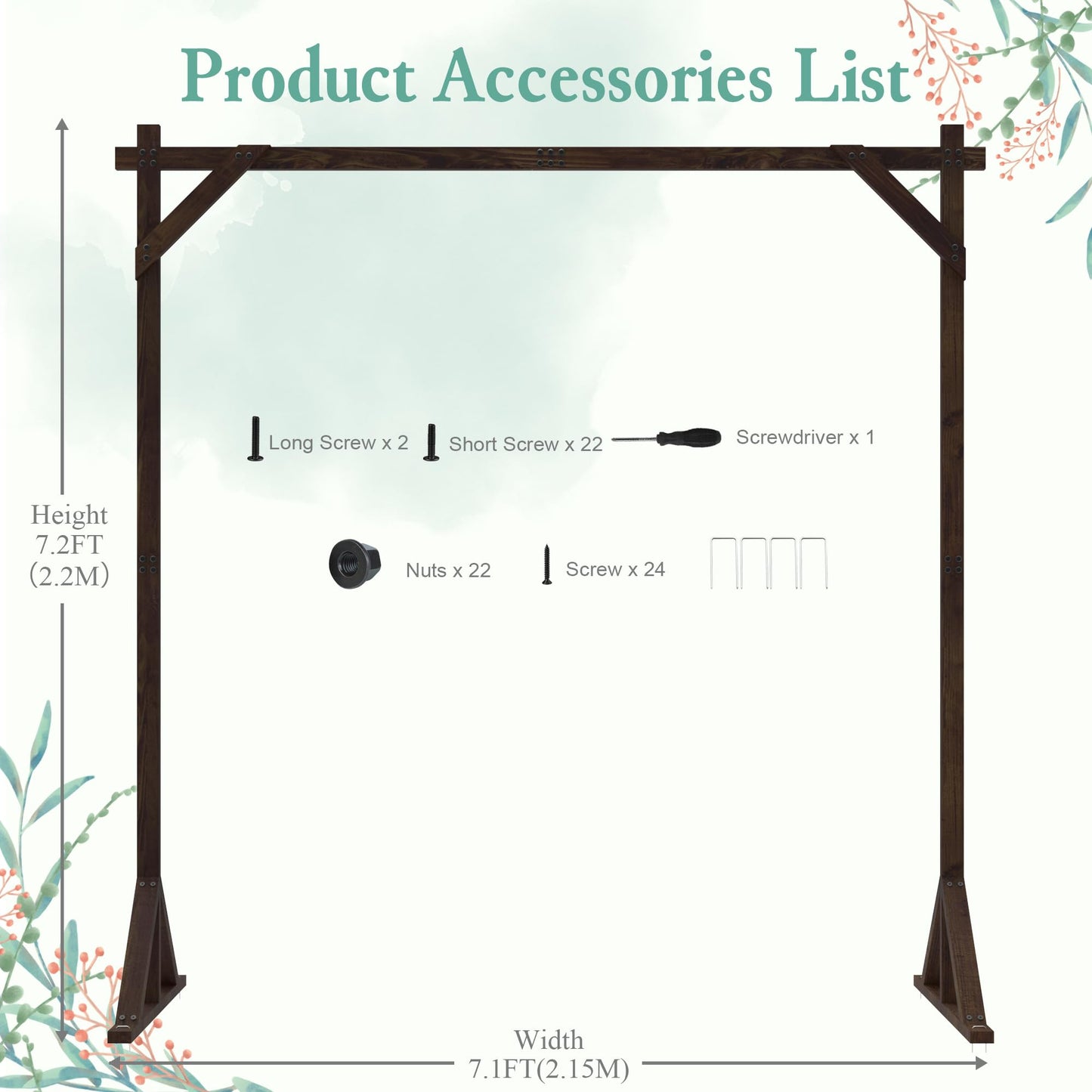 7.2FT Wooden Wedding  Wood Arch