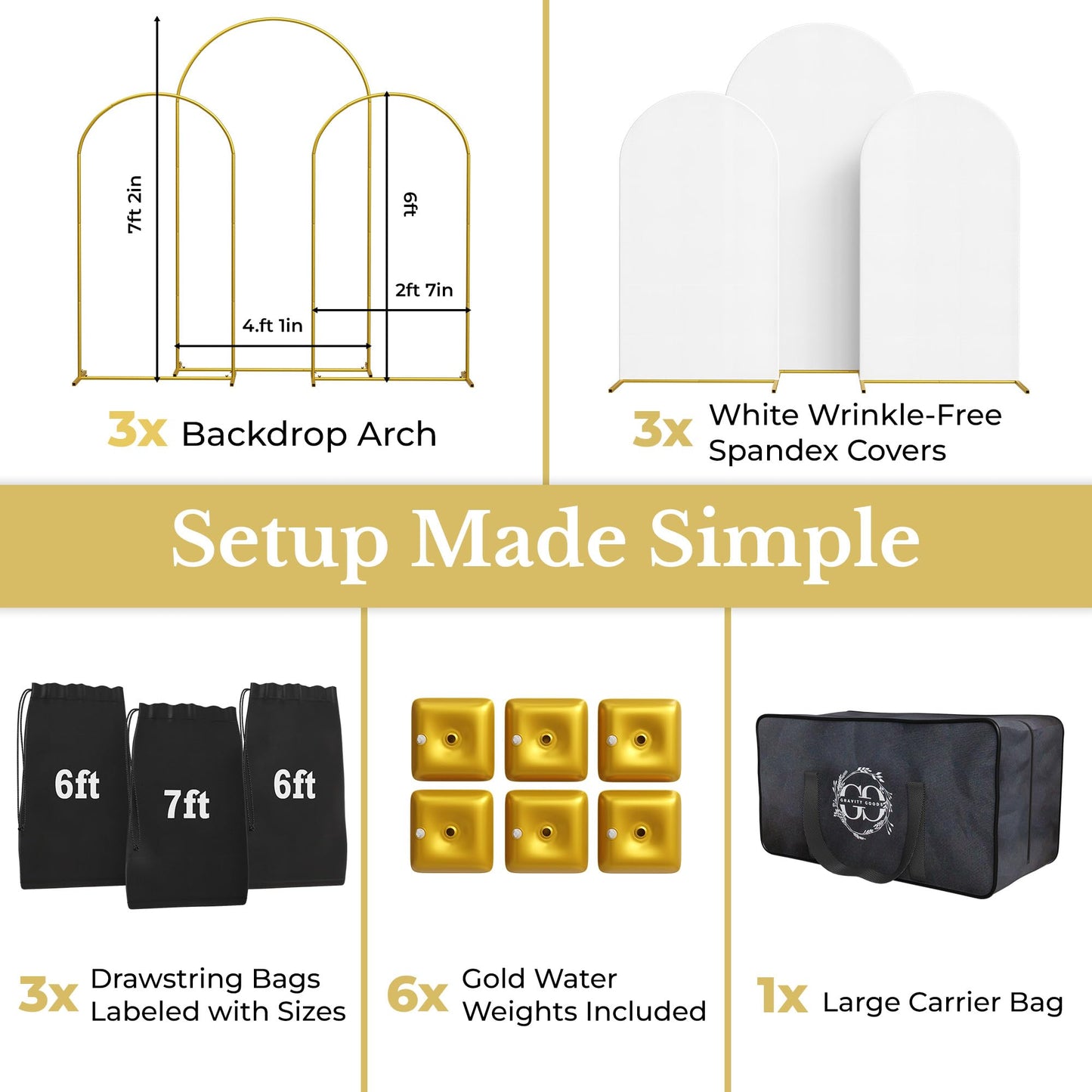 Metal Arch Backdrop Stand and Cover Set