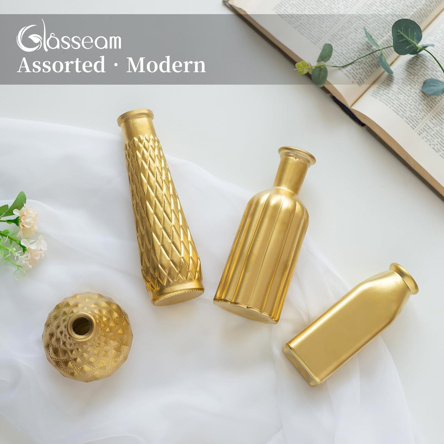 4 Aesthetic Decorative Golden Modern Vase
