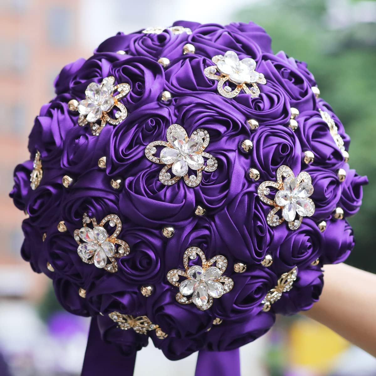 You Forever  8.3" Handmade Satin Rose Bridal Bouquet