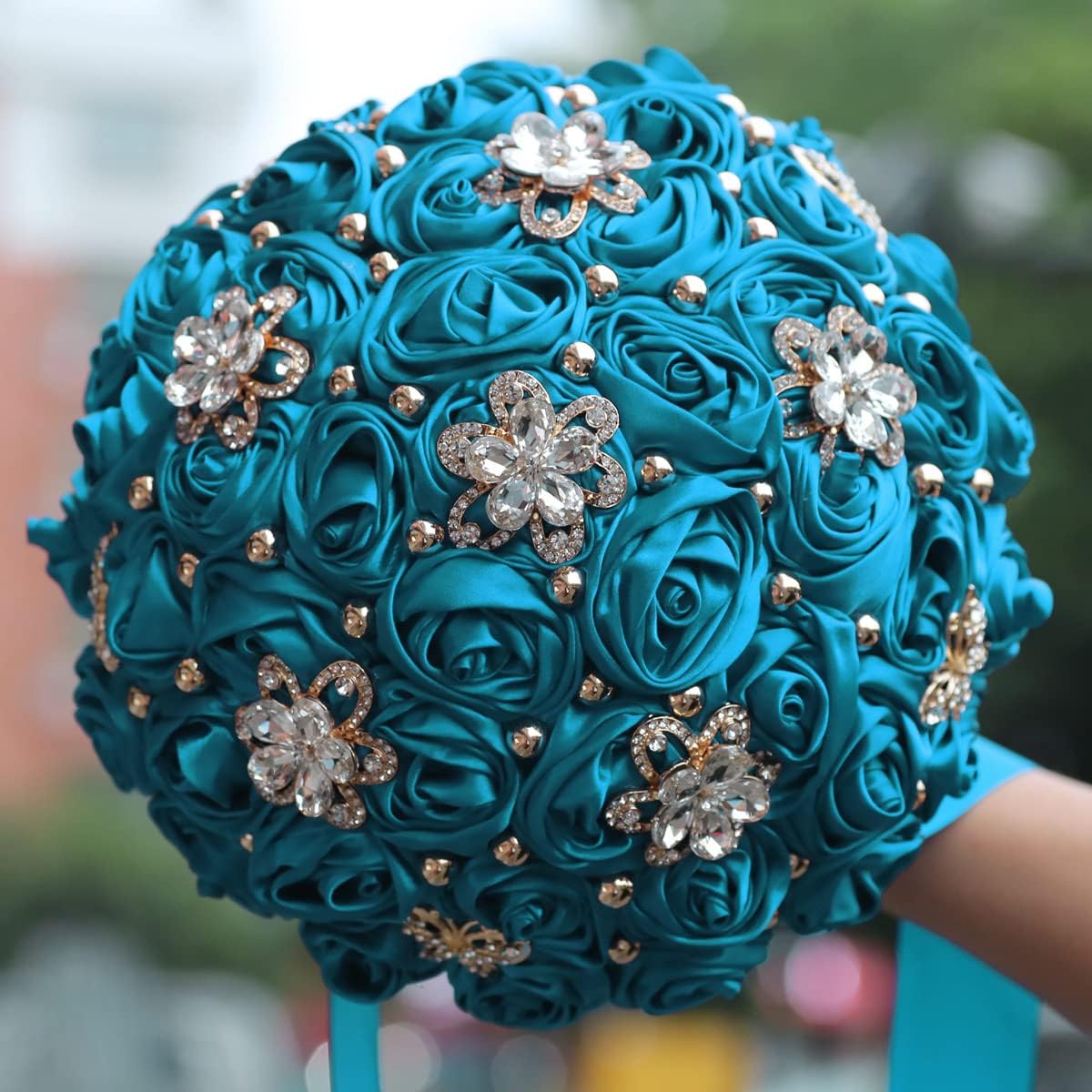 You Forever  8.3" Handmade Satin Rose Bridal Bouquet