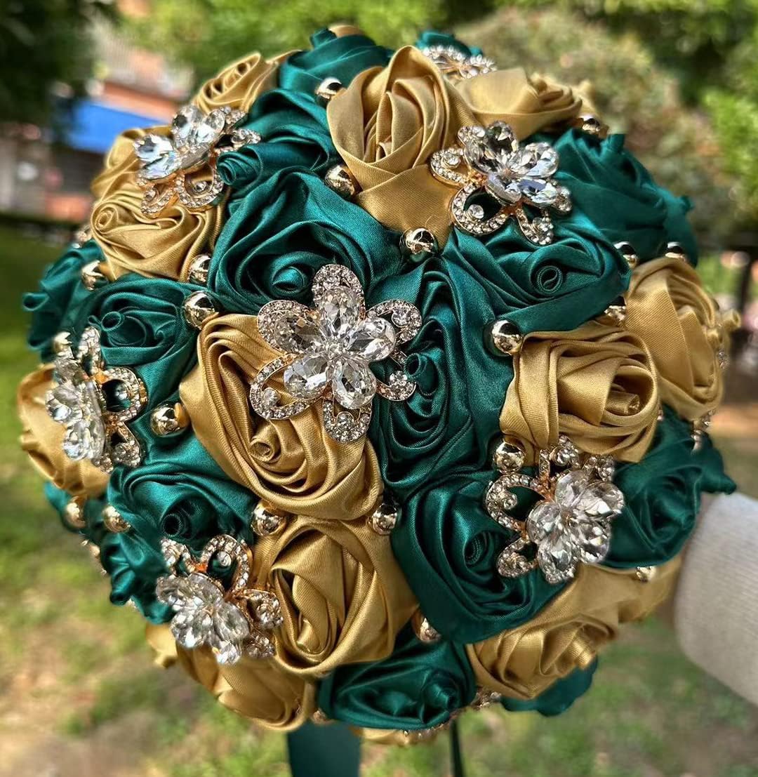 You Forever  8.3" Handmade Satin Rose Bridal Bouquet