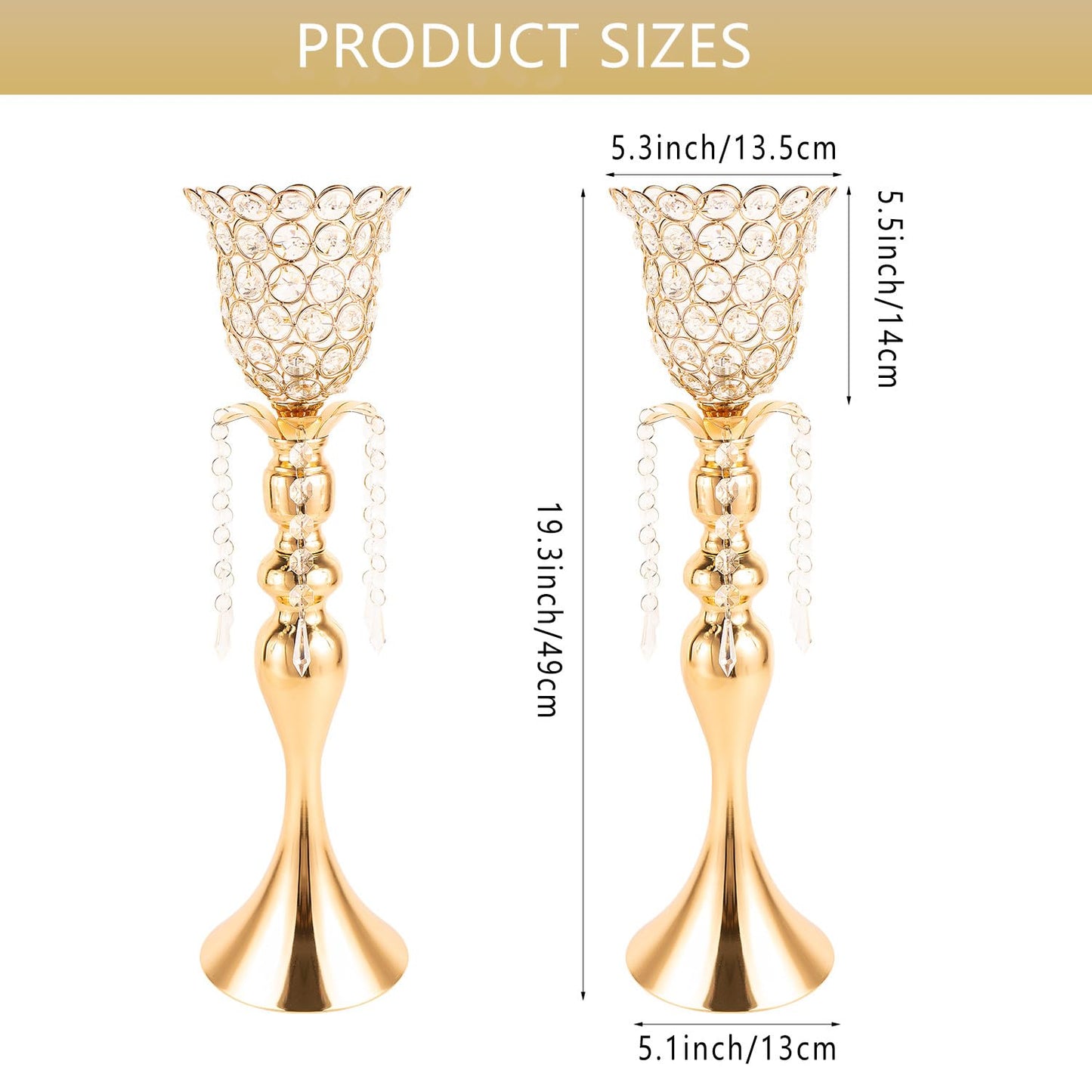 2Pcs Metal Gold Flower Vase