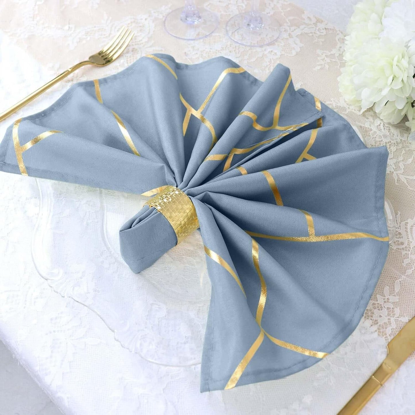 Modern Polyester Napkins With Gold Foil ( 20 Pieces )