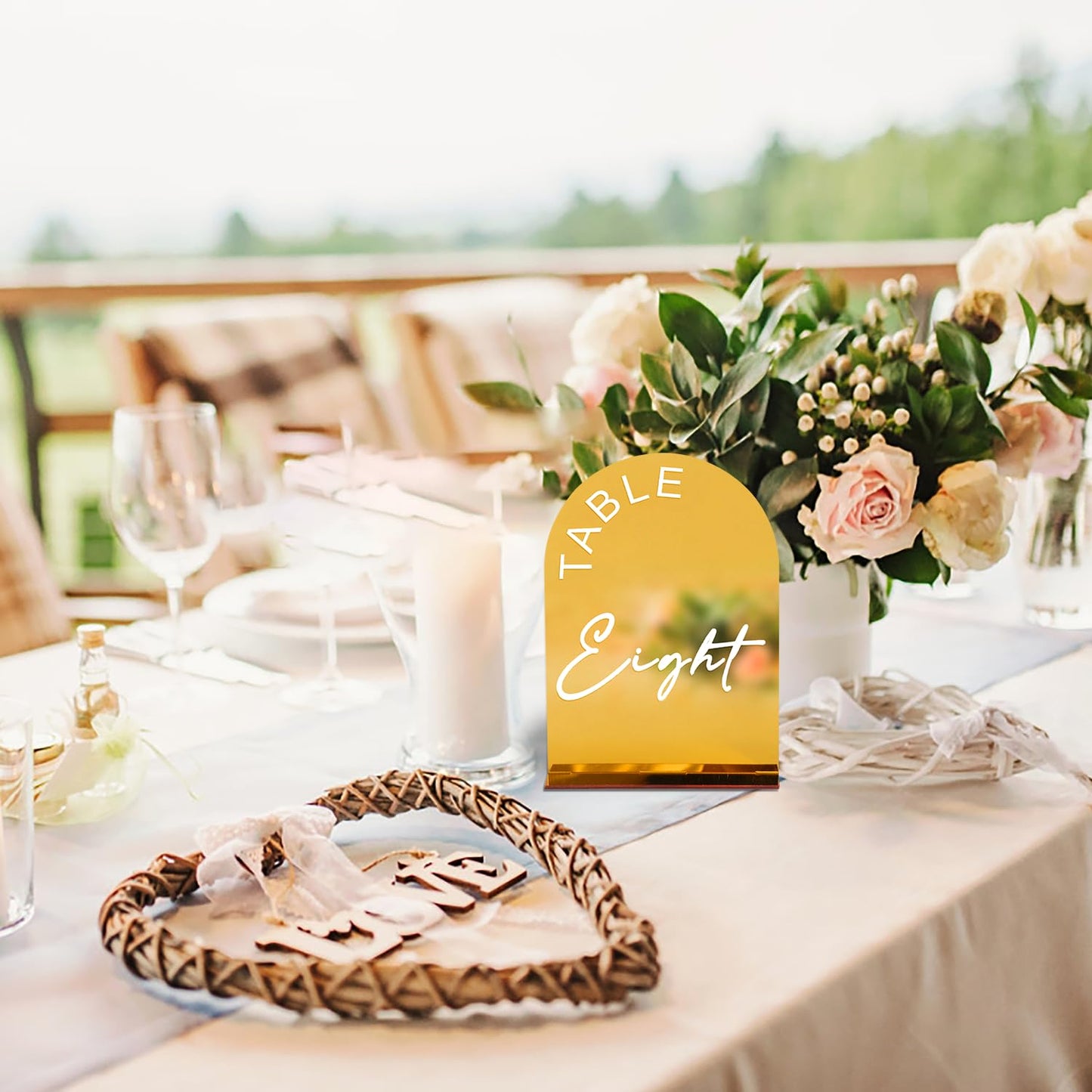 Gold Mirror Arch  Table Numbers 1-20 with Stands