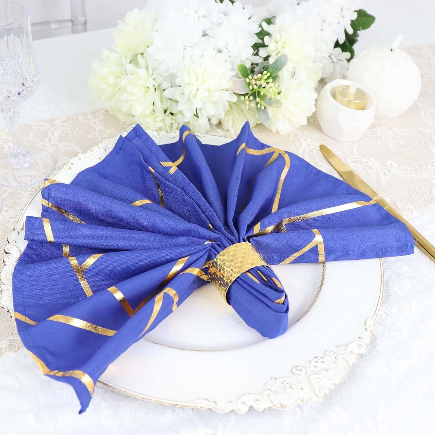 Modern Polyester Napkins With Gold Foil ( 20 Pieces )