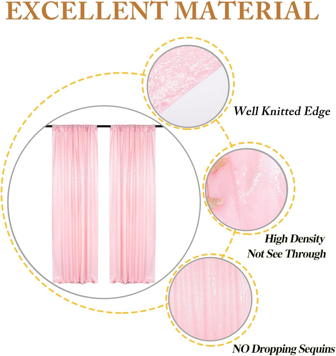 Sequin Curtains 2 Panels 2FTx8FT