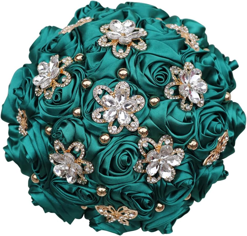 You Forever  8.3" Handmade Satin Rose Bridal Bouquet