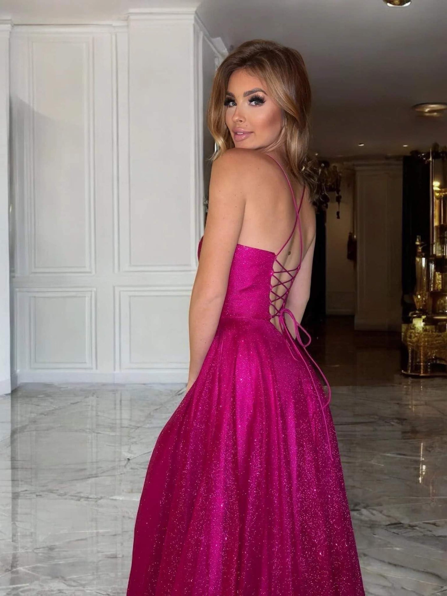 Spaghetti Straps  Glitter Dress