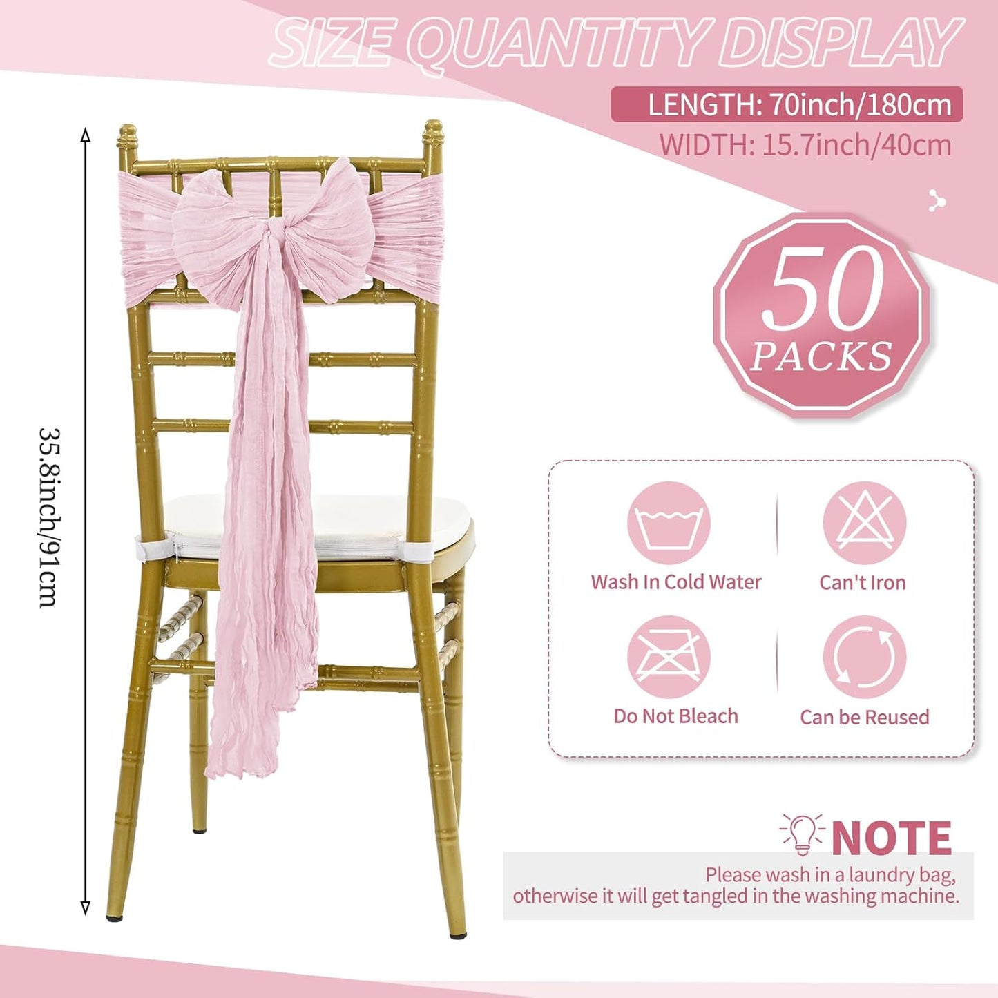 Cheesecloth Chair Sashes  50 PCS