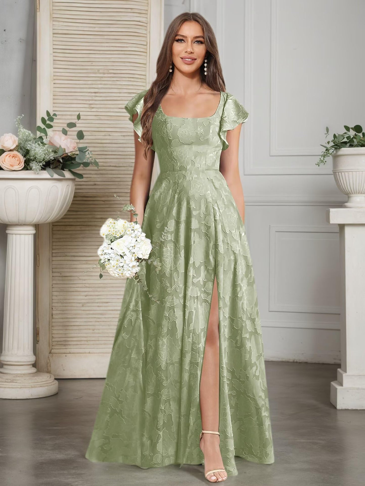 Square Neck Floral Maxi Dress