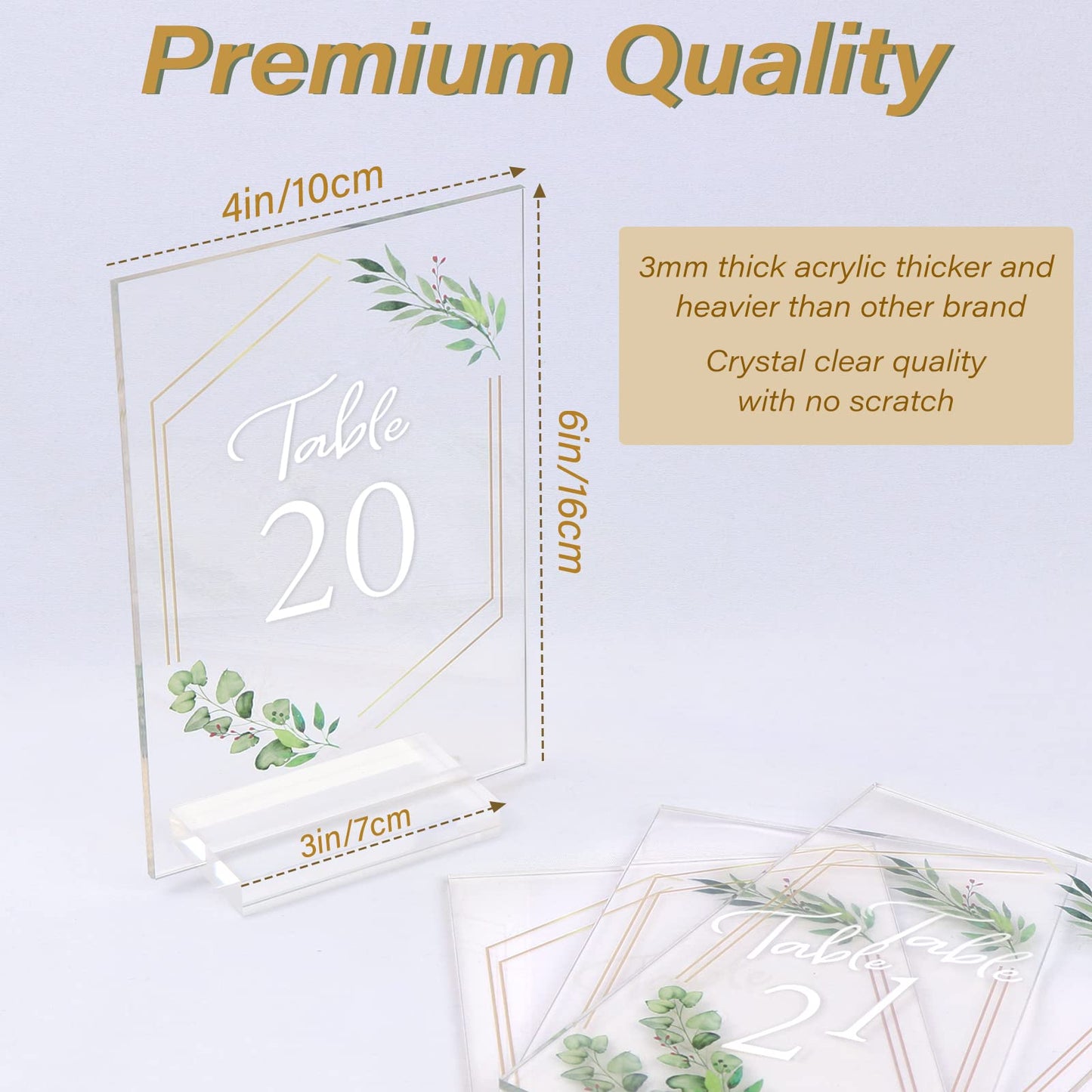 Acrylic Table Numbers 1-20 with Stands